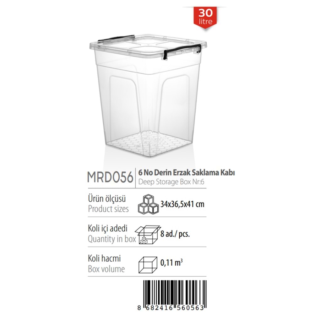 MERDEM 6 NO DERİN ERZAK SAKLAMA KABI 30 LT x8xMRD056