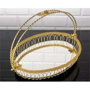 ZEYVE TELKARİ OVAL ORTA GOLD SEPET 23x23x34 CM x12x BZ-TL10A