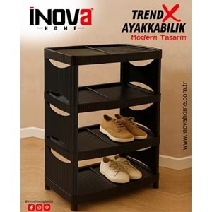 İNOVA HOME TRENDX AYAKKABILIK SİYAH 4 KATLI x1x İNV0071
