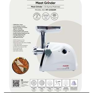 MUSULLU KIYMA MAKİNESİ MEAT GRINDER 1300 WATT MT-G1300M