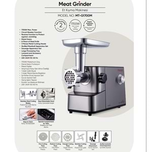 MUSULLU KIYMA MAKİNESİ MEAT GRINDER 1700 WATT MT-G1700M