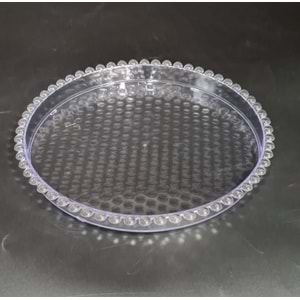 TOPALOĞLU AKRİLİK ŞEFFAF BONCUKLU YUVARLAK TEPSİ