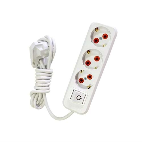 ASEL 3 LÜ TOPRAK GRUP PRİZ ANAHTARLI 3 MT (AKIM KORUMALI) x25x ASL-700 0711