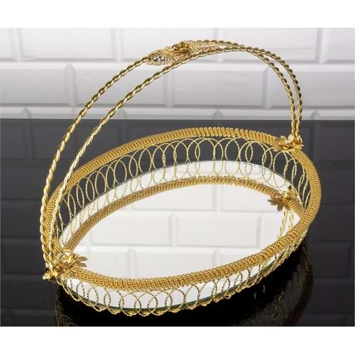 ZEYVE TELKARİ OVAL BÜYÜK GOLD SEPET 25x25x36 CM x10x BZ-TL11A