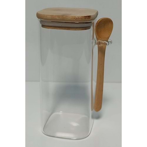 KRD 900 ML KARE BAMBU KAŞIKLI BAHARATLIK x24x KRD-3468