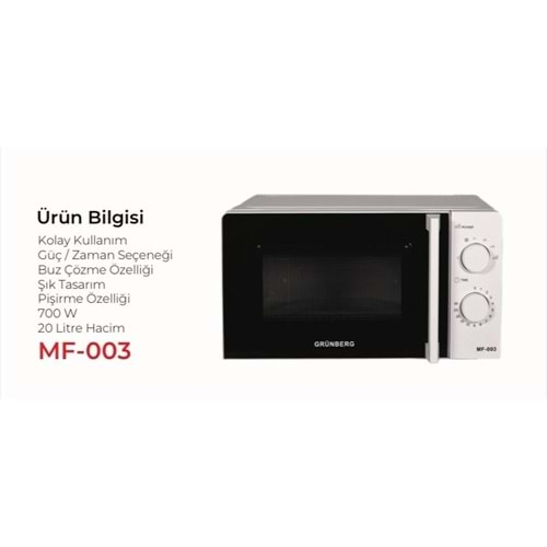 GRÜNBERG 20 LT MİKRODALGA MF003