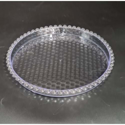 TOPALOĞLU AKRİLİK ŞEFFAF BONCUKLU YUVARLAK TEPSİ