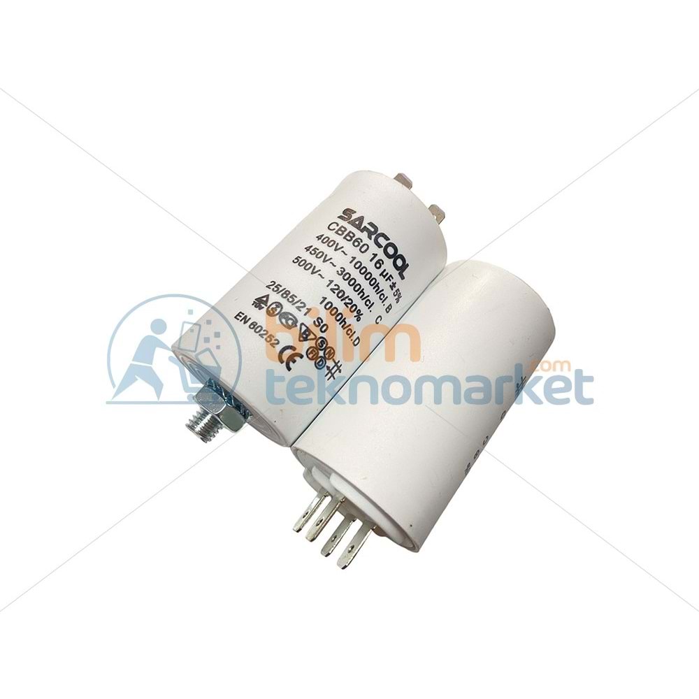 16 UF 450V KAPASİTÖR PLASTİK GÖVDELİ KONDANSATÖR