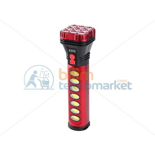 POWERMASTER HB-707-2 9+4 LEDLİ SOLAR + ŞARJLI EL FENERİ 21495