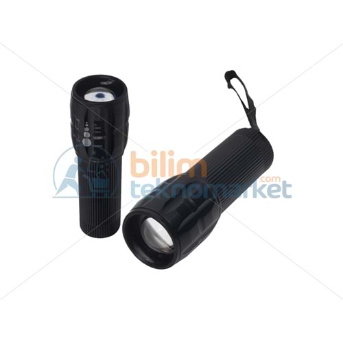 POWERMASTER MX-7303 MERCEKLİ EL FENERİ POWER LEDLİ AAA PİLLİ ZOOMLU 9499
