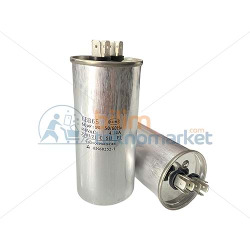 60 UF 450V KLİMA KAPASİTÖRÜ METAL GÖVDELİ KONDANSATÖR
