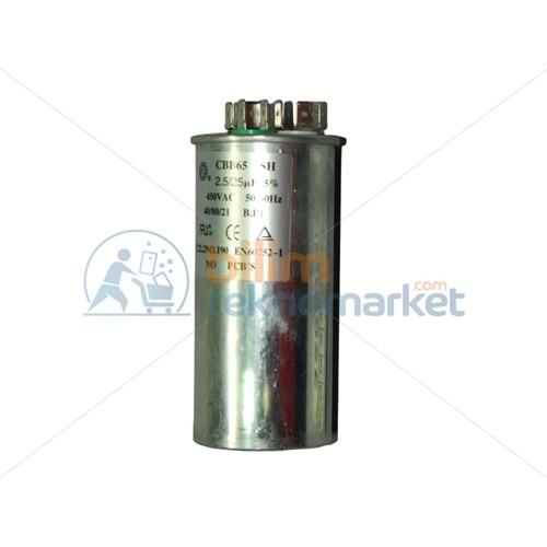 FINLUX KLM FXA 9 A-KDA27RD5K2 KLİMA KAPASİTÖRÜ 2,5/25 MF 450 VAC 32000932/32037957 ORİJİNAL