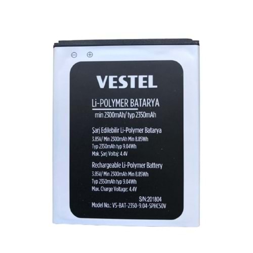 VESTEL VENÜS E2+ TEK SİM KARTLI TELEFON BATARYASI min 2300 mAh/typ 2350mAh 30098708 ORİJİNAL