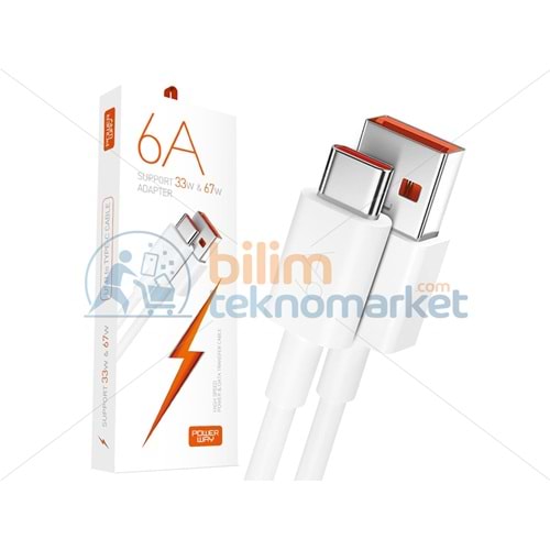 POWERWAY M6 TYPE-C TO USB-A PD 67W 6A 1 METRE ŞARJ DATA KABLOSU 30097962/26393