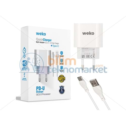 WEKO WK-21442 PDU QC 3.0 AMPER ŞARJ BAŞLIK ADAPTÖRÜ + TYPE-C KABLO 21442