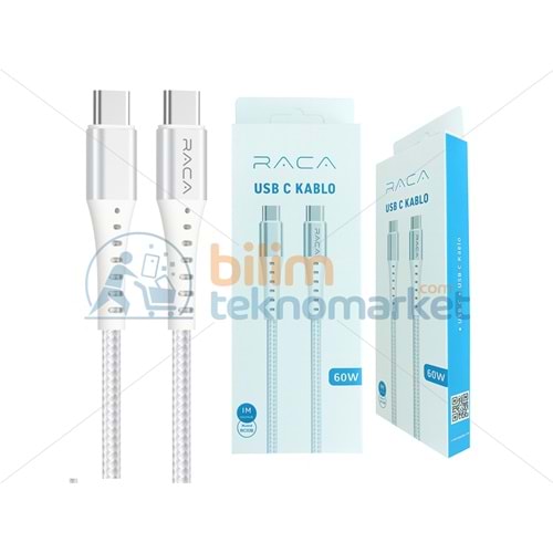 RACA RC10B 60 WATT TYPE-C TO TYPE-C ŞARJ VE DATA KABLOSU (1 METRE) - BEYAZ