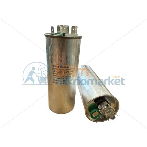 45+6 UF 450V KLİMA KAPASİTÖRÜ METAL GÖVDELİ KONDANSATÖR