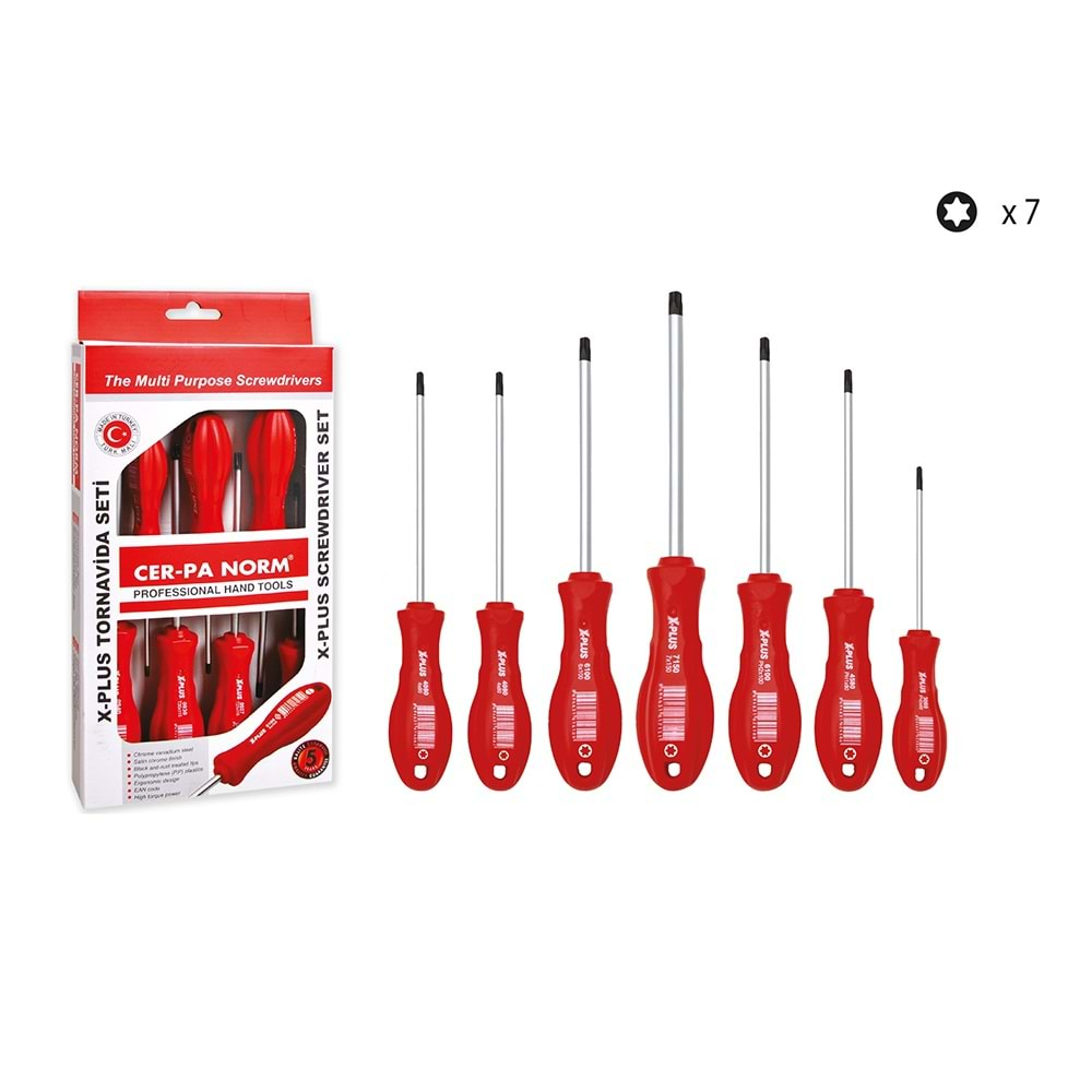 Cer-pa X-Plus Torx Tornavida Seti Takımı 7 Parça