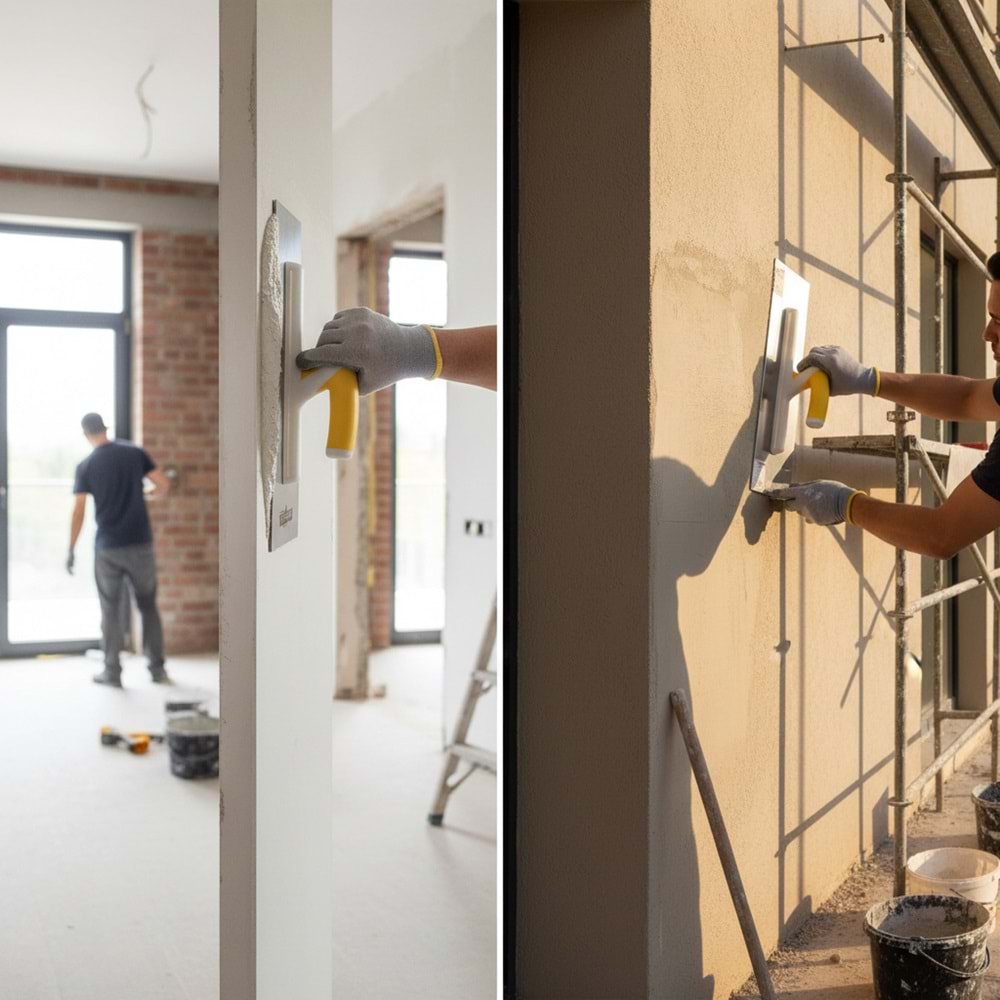 Kristal Paslanmaz Alçı Malası Plastik Saplı 35cm