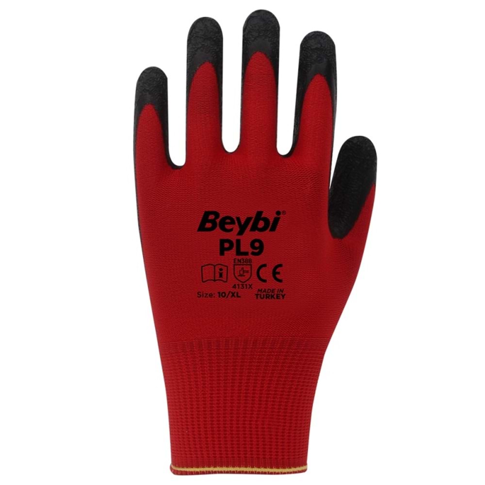 Beybi PL9 Polyester Örme Lateks Eldiven 10 No