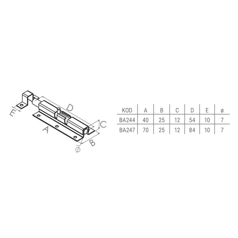 Beşel Klas Sürgü Krom 40mm