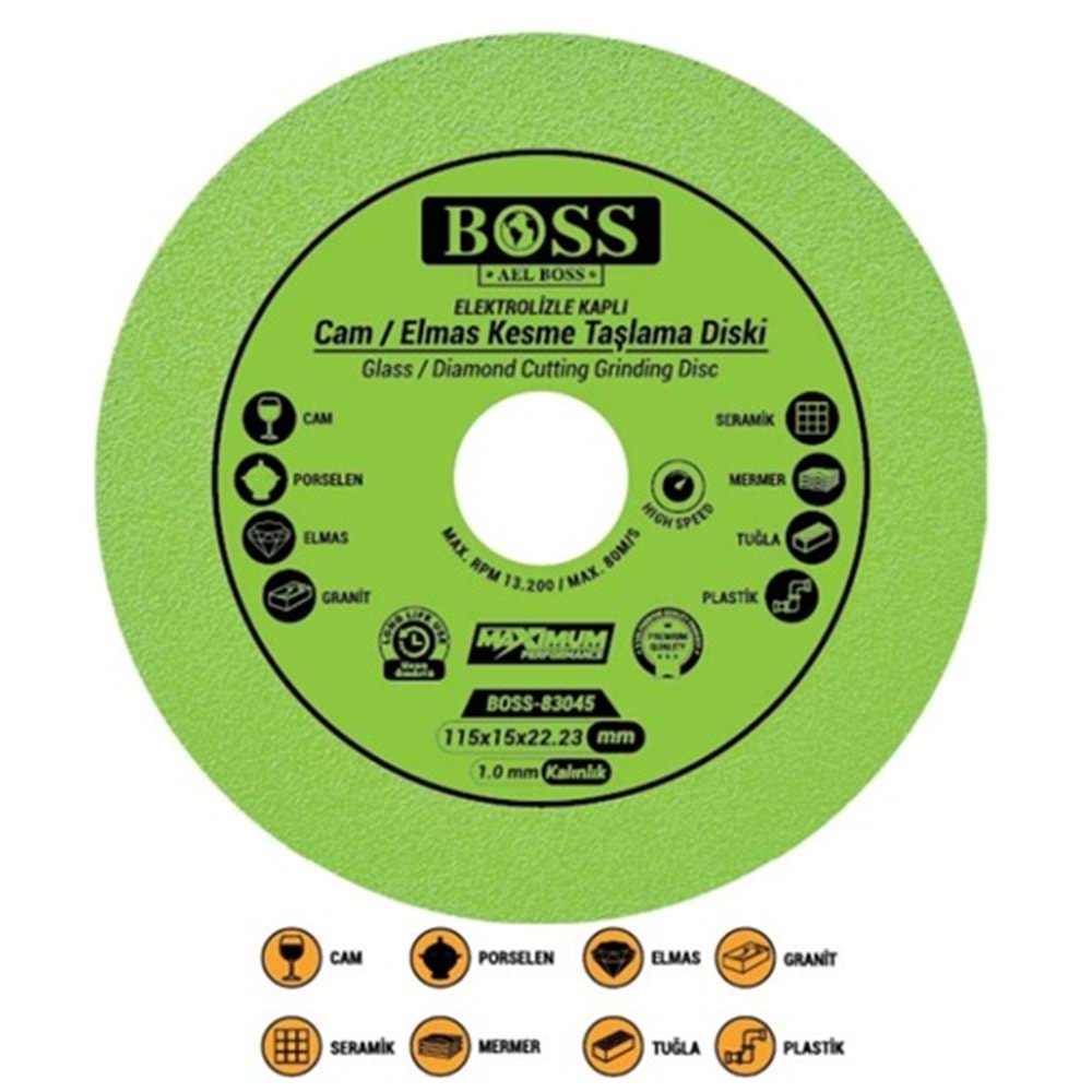 Boss Hassas Cam Kesme Seramik Granit Tuğla Plastik Kesici Disk 115mm