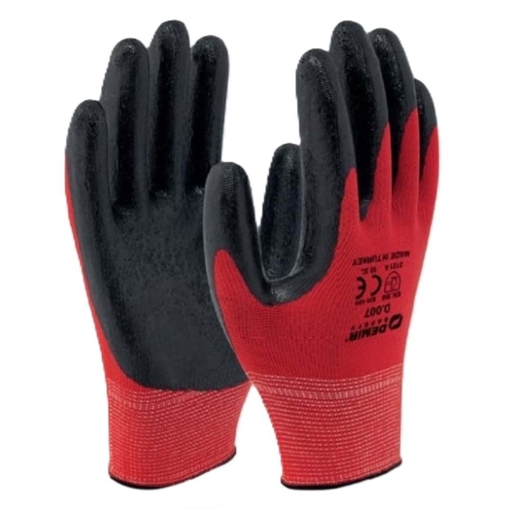 Demir Nitril Eldiven Kırmızı Siyah D007 10 No