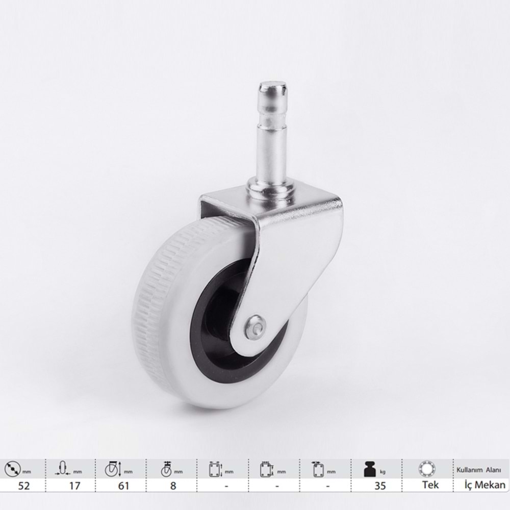 HTS Pimli Döner Mobilya Tekeri Gri 50x20