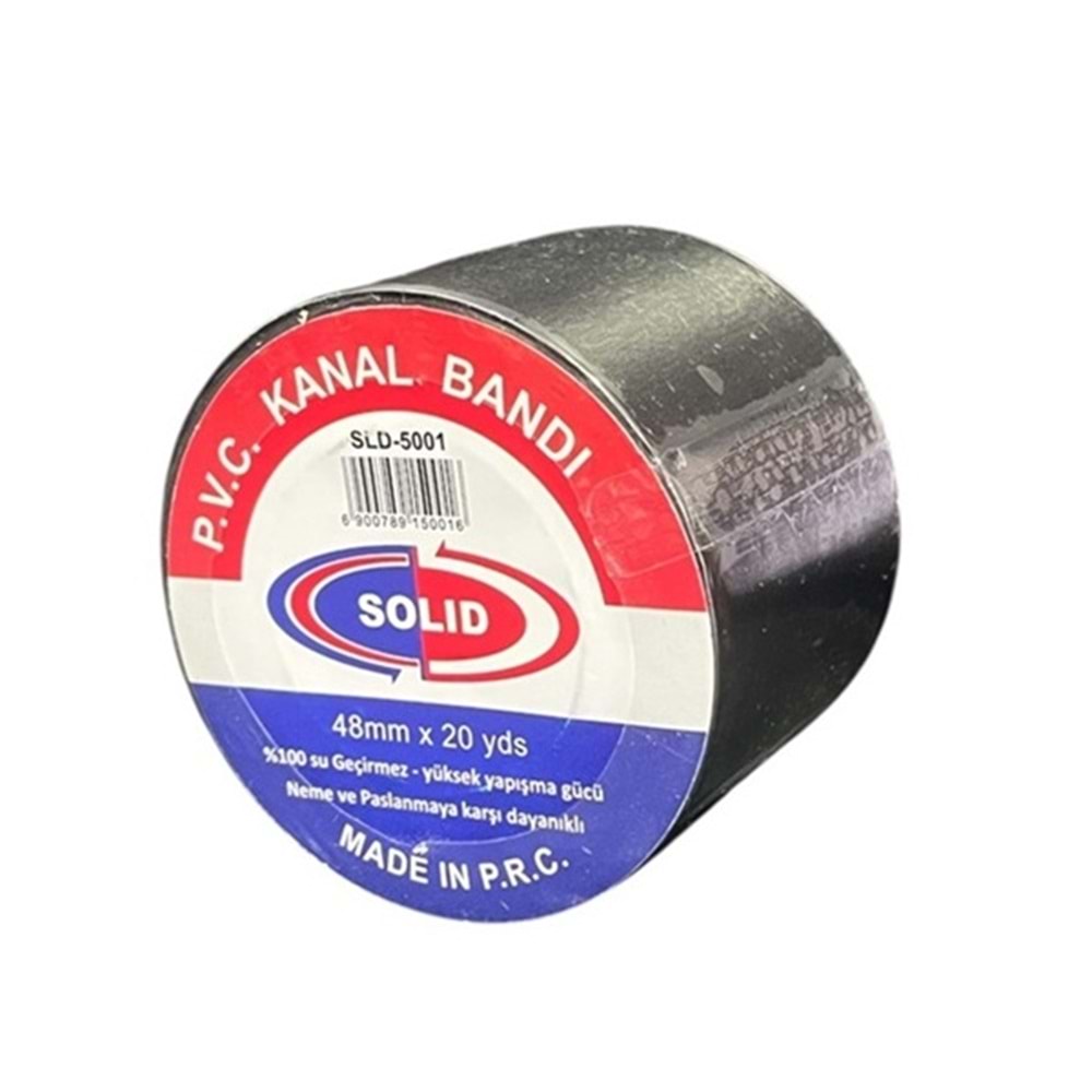 Solid Elektrikçi Kanal Bandı İzole Bant Geniş Siyah 48mm x 20Yrd