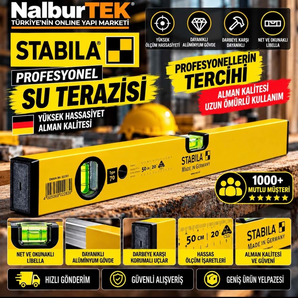 Stabila Profesyonel Su Terazisi 80cm