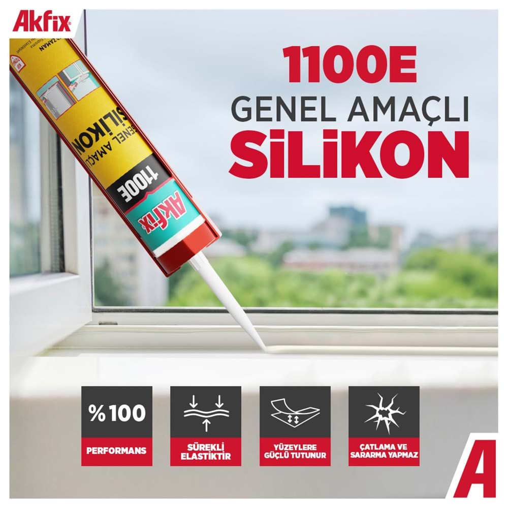Akfix 1100E Silikon Antrasit Gri 280gr