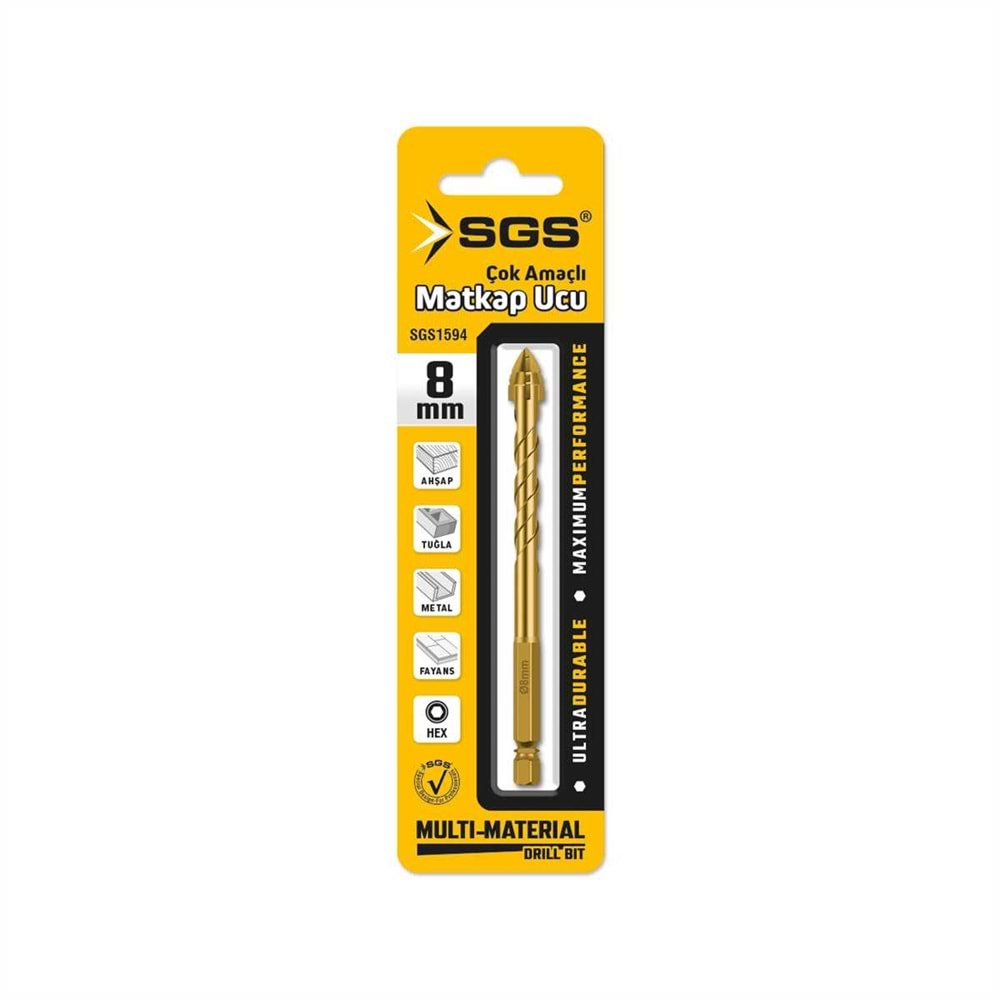 Sgs Bits Saplı Delme Çok Amaçlı Matkap Ucu 8mm