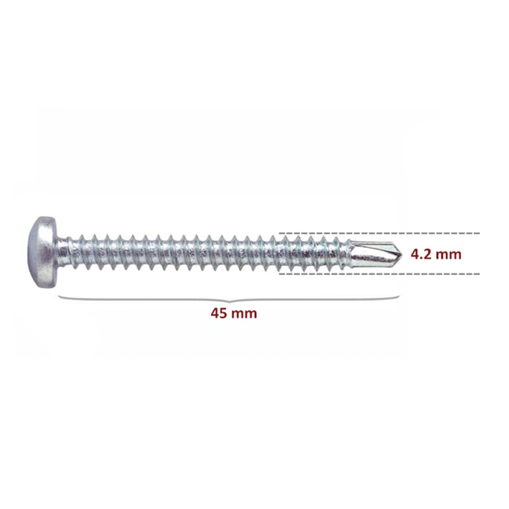 YSB Matkap Uçlu Vida 4.2x45 (500 Ad)