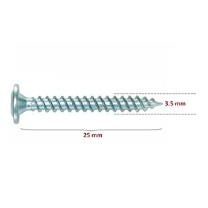Arkalık Vidası 3.5x25 (1000 Adet)