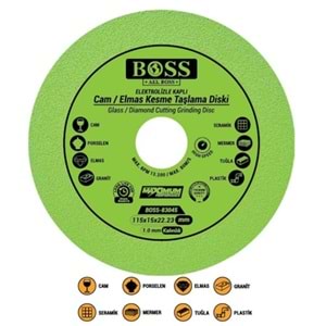 Boss Hassas Cam Kesme Seramik Granit Tuğla Plastik Kesici Disk 115mm