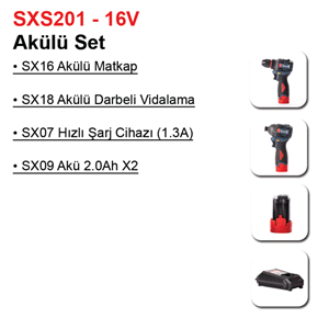 Stechend Akülü Şarjlı Set SXS201-16V