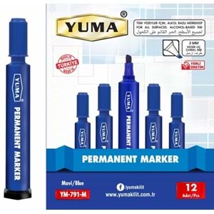 Yuma Parmanent Yuvarlak Uçlu Koli Kalemi Mavi