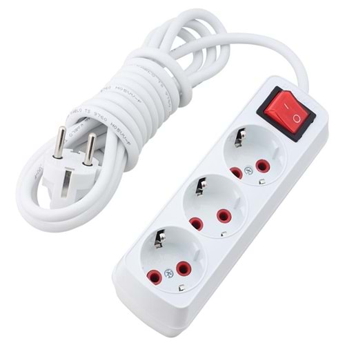 Üçlü Grup Priz Cca Kablo Anahtarlı - 5 mt