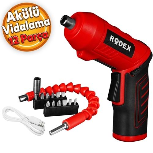 Rodex RDX3085 Akülü Şarjlı Vidalama Matkap 3,6V 1.5Ah
