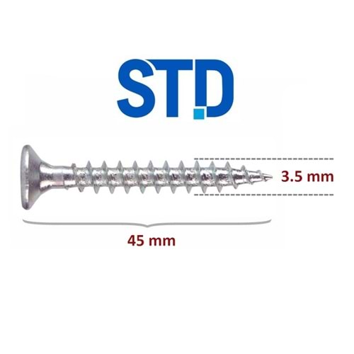 STD Sunta Vidası 3.5x45 (500 Adet)