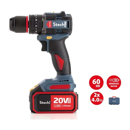 Stechend Akülü Şarjlı Darbesiz Vidalama 60nm Kömürsüz SX12-2x4.0 Ah