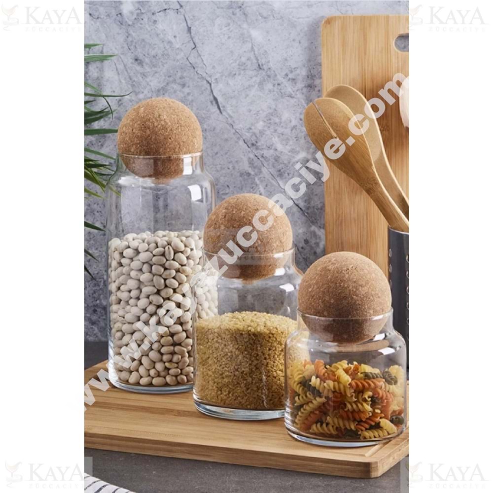 PEROTTİ CAM KAVANOZ SUGHERO MANTAR KAPAK 3 BOY KAVANOZ 1*20