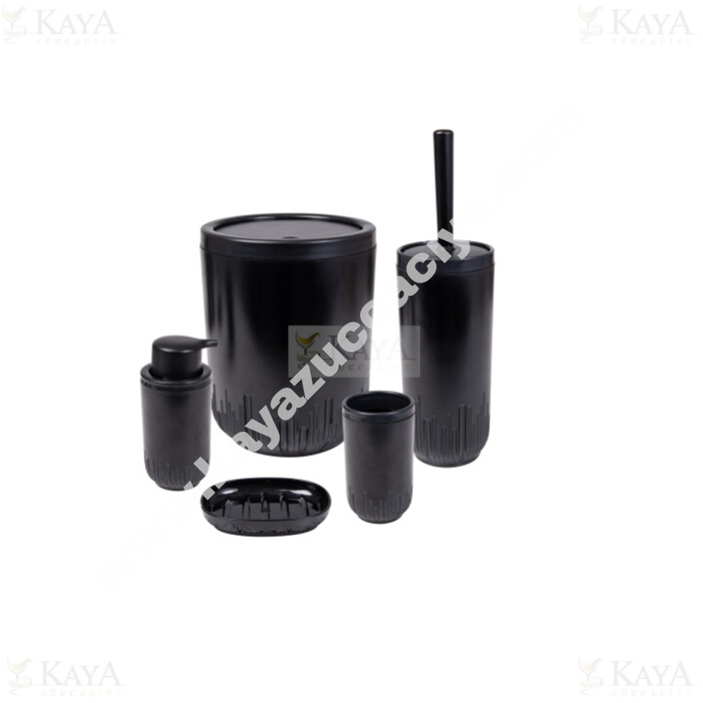 HEREVİN BANYO SETİ YUVARLAK 5 Lİ SET SİYAH 1*4