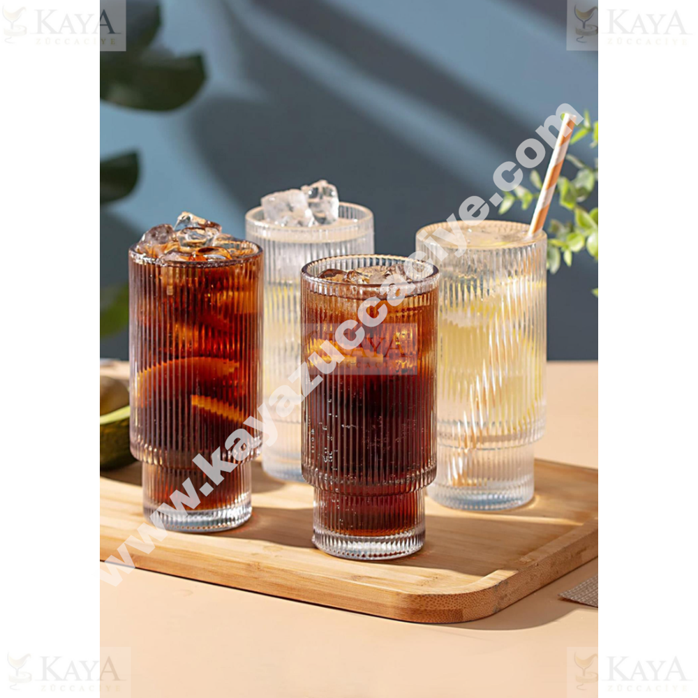 LUCA MİA CAM BARDAK ÇİZGİLİ BÜYÜK BOY 1*48