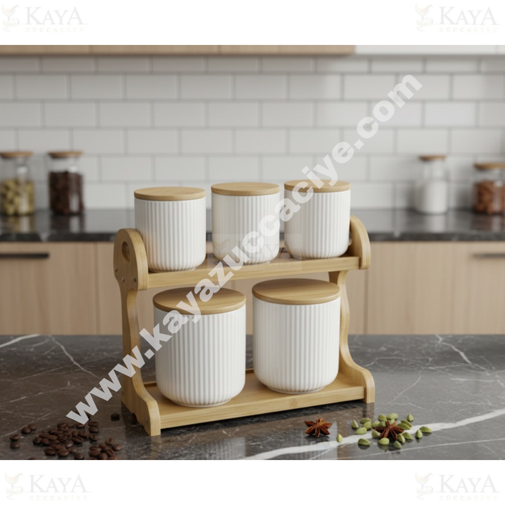 MTR PORSELEN BAHARAT TAKIMI BAMBU KAPAK ÇİZGİLİ 5 Lİ 1*6