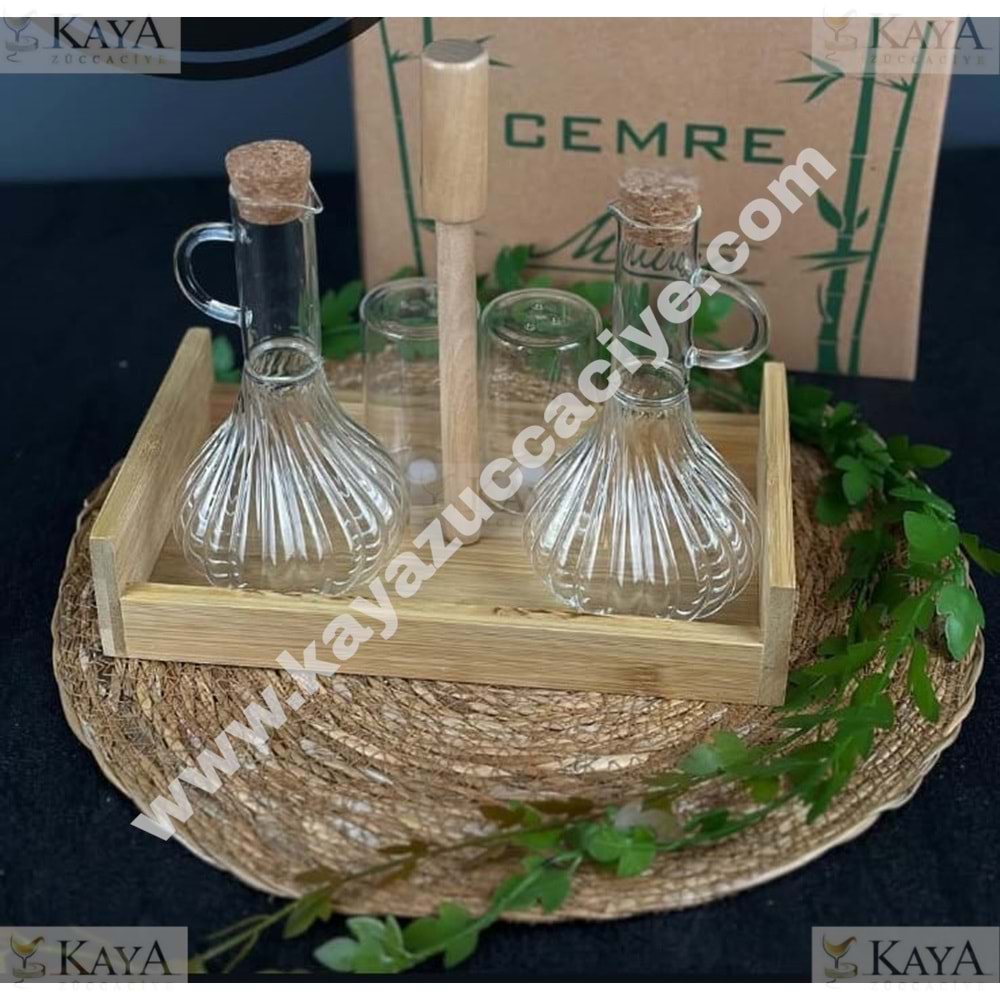 MTR BAMBU 2 Lİ STANDLI CAM YAĞDANLIK 1*16