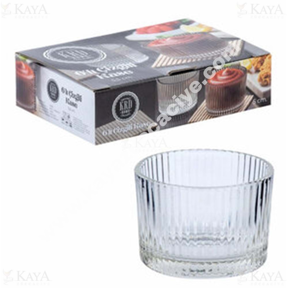 KRD CAM 6 LI ÇİZGİLİ LOKUMLUK 5,5 CM KASE 1*12