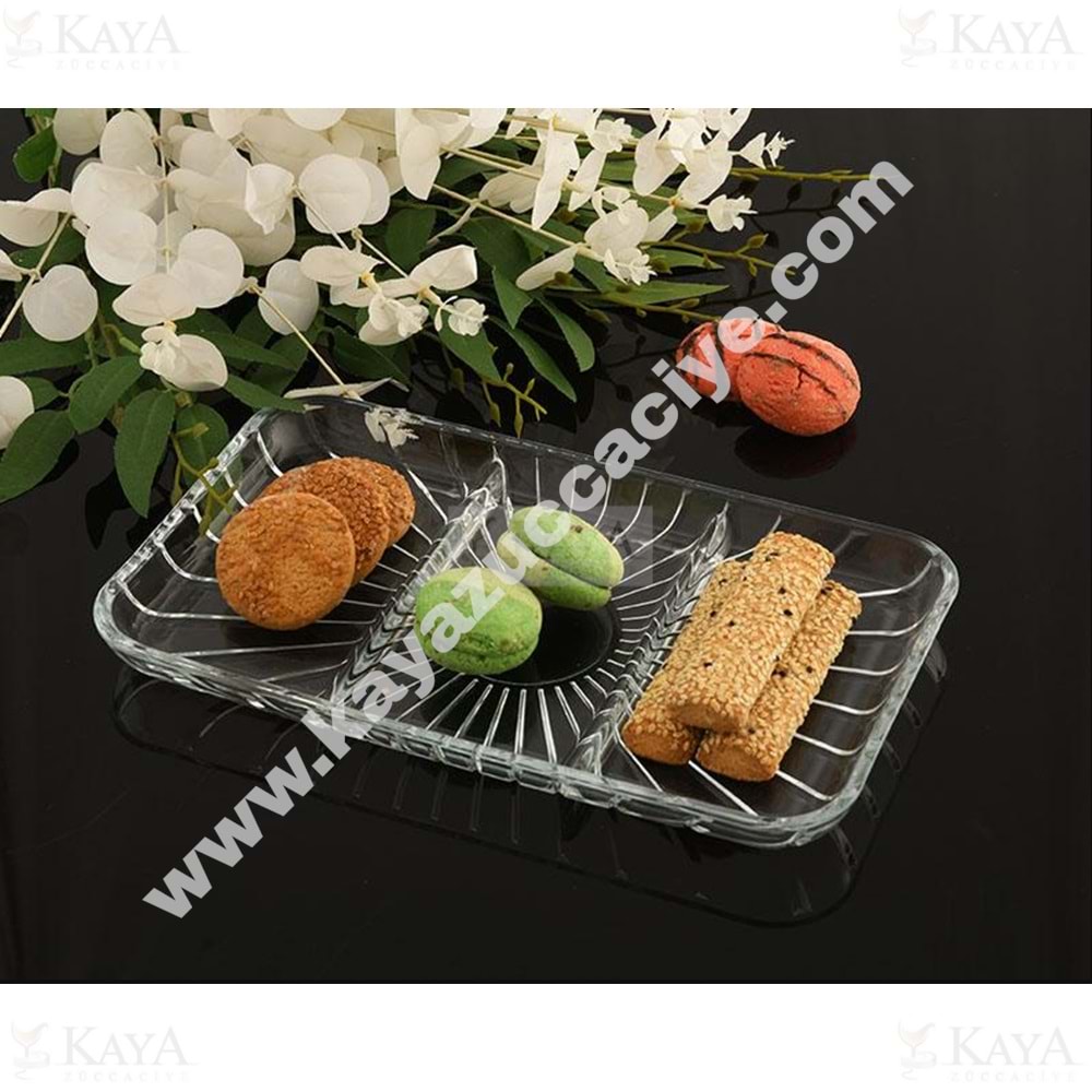 PAŞABAHÇE CAM SERVİS TABAĞI ELEGANT BÖLMELİ DİKDÖRTGEN 28x16 CM 1*6
