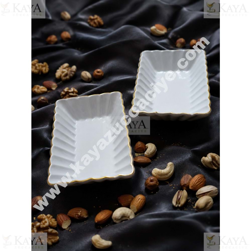 ASEL SERAMİK KAHVALTILIK DİKDÖRTGEN BEYAZ ÇEREZLİK 14x9 CM 1*68