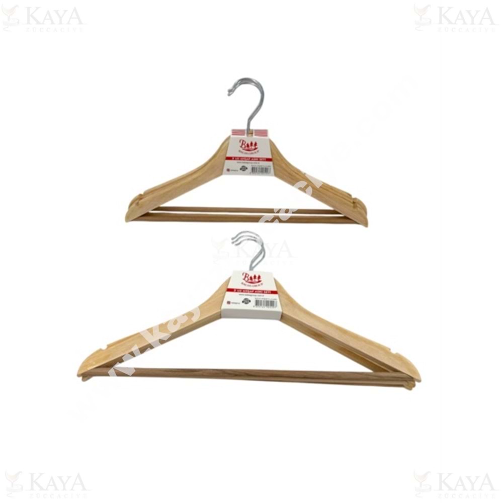 BALSA AHŞAP ASKI 3 LÜ 1*33